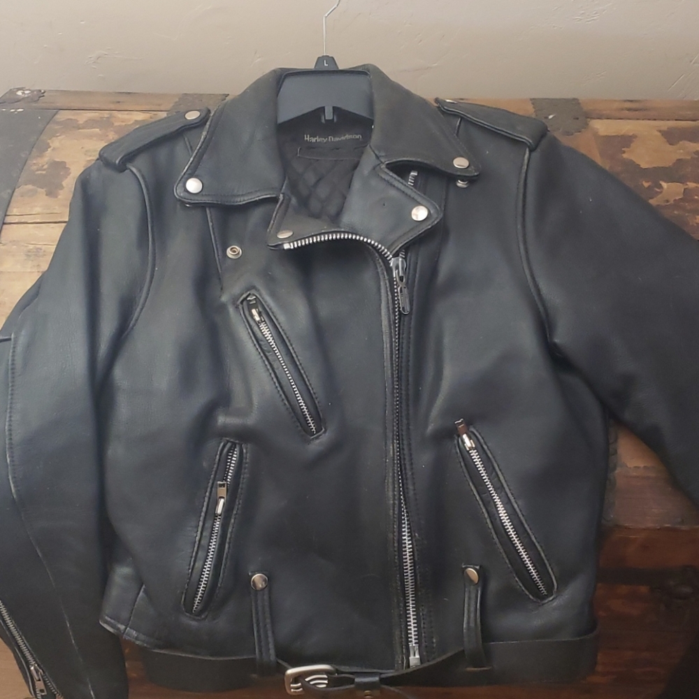 Distressed Harley Davidson Leather Jacket